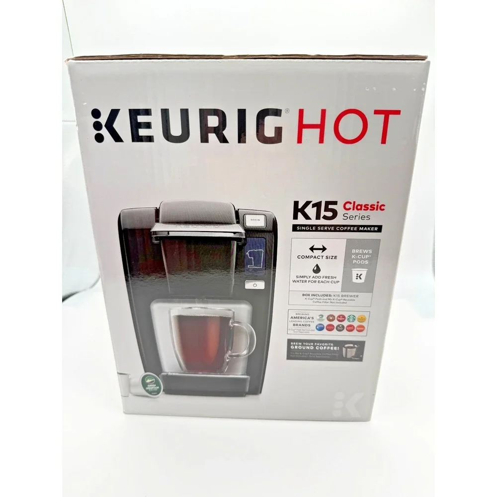 Keurig Hot K15 Classic Classic Series Single Serve K-Cup Coffee Maker Black NIB